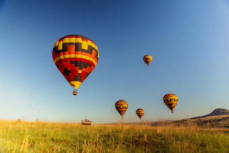Hot air balloon safari over the African landscape